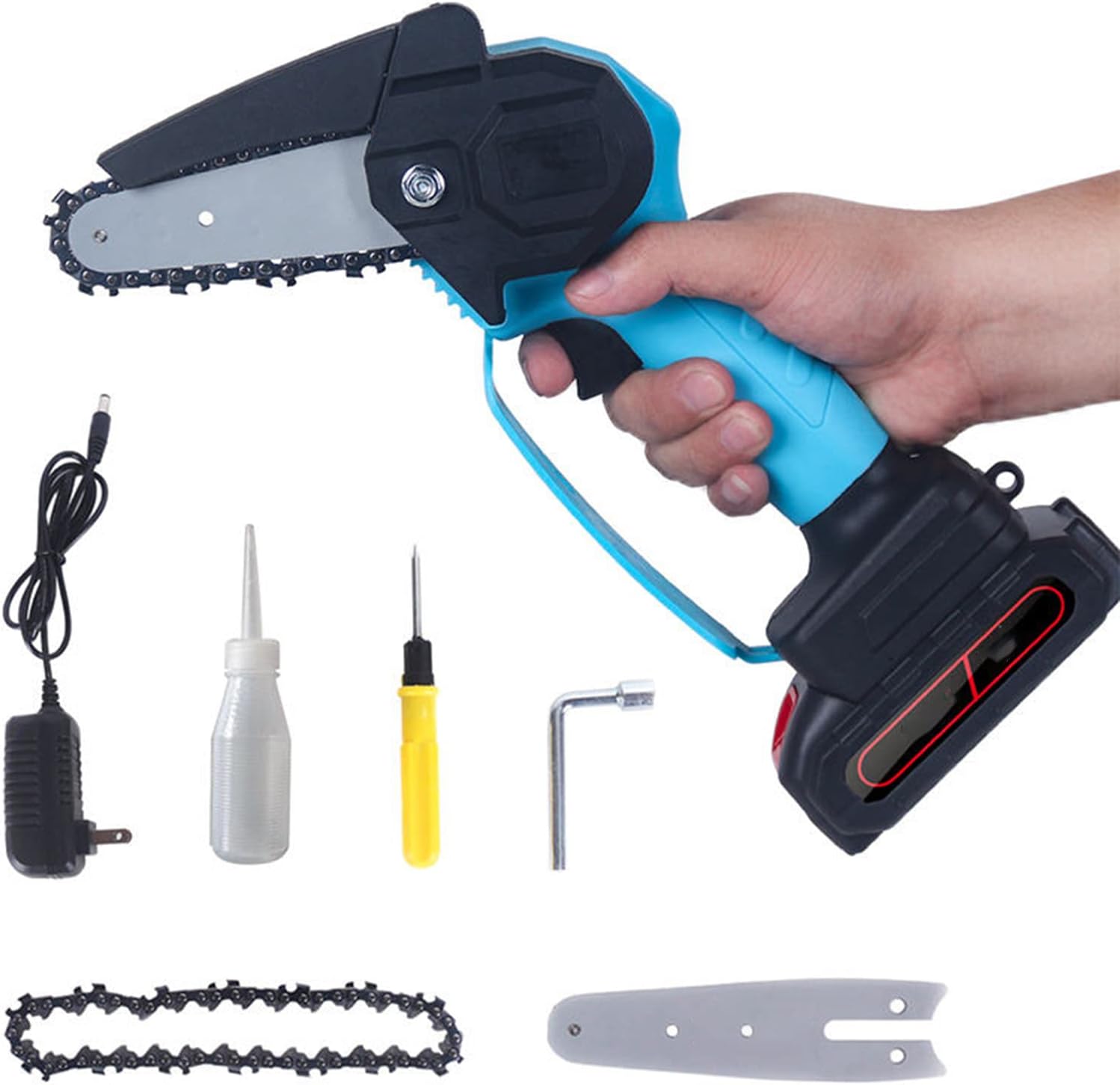 Mini Chainsaw 4 Inch, Cordless Battery Powered with 18V 1.5Ah Rechargeable Battery, 2.58Lb One-Hand Use Electric Chainsaw, Handheld Chainsaw