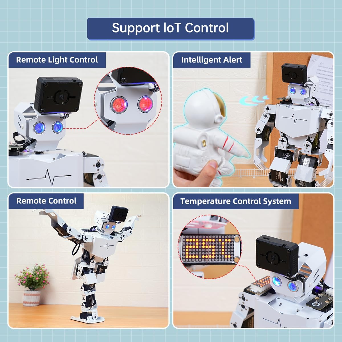 AI Vision & Voice Interaction Robot for Arduino Scratch Python Starter Programming 17DOF Humanoid Robot STEM Project Education Voice Command Walking Dancing Kicking Self-Stand Up, Tonybot Standard kit