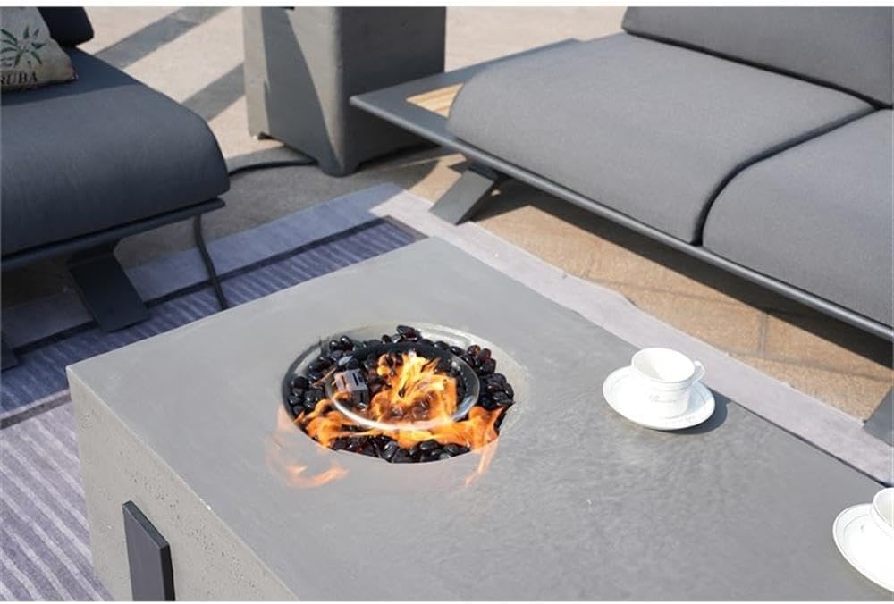 Direct Wicker Patio Gray Aluminum 7-Person Outdoor Seating Group with Fire Pits