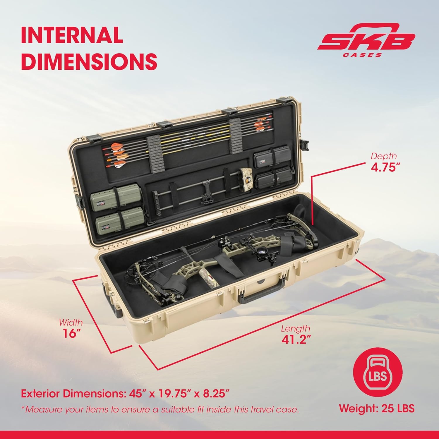 SKB Hard Protective Storage Case for Archery Bow and Arrows, iSeries Shaped Bow Case - Quiver Holder and Gear Box for Hunting Accessories