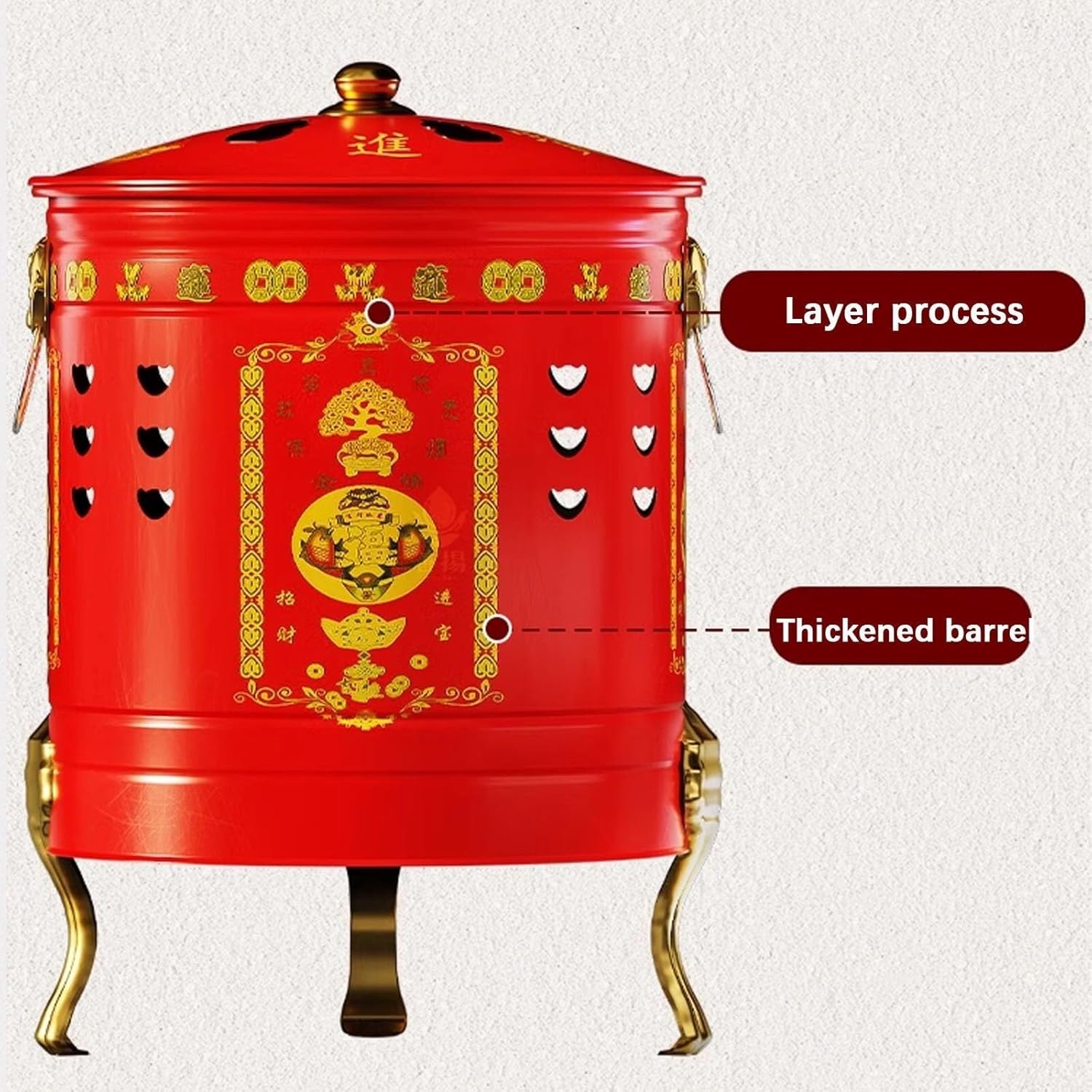 Burn Barrel,Metal Burn Barrels for Outside, Garden Fire Pit Cage Yard Debris Furnace Burning Bin Bucket with Lid(35x59cm/13.8x223.2in)