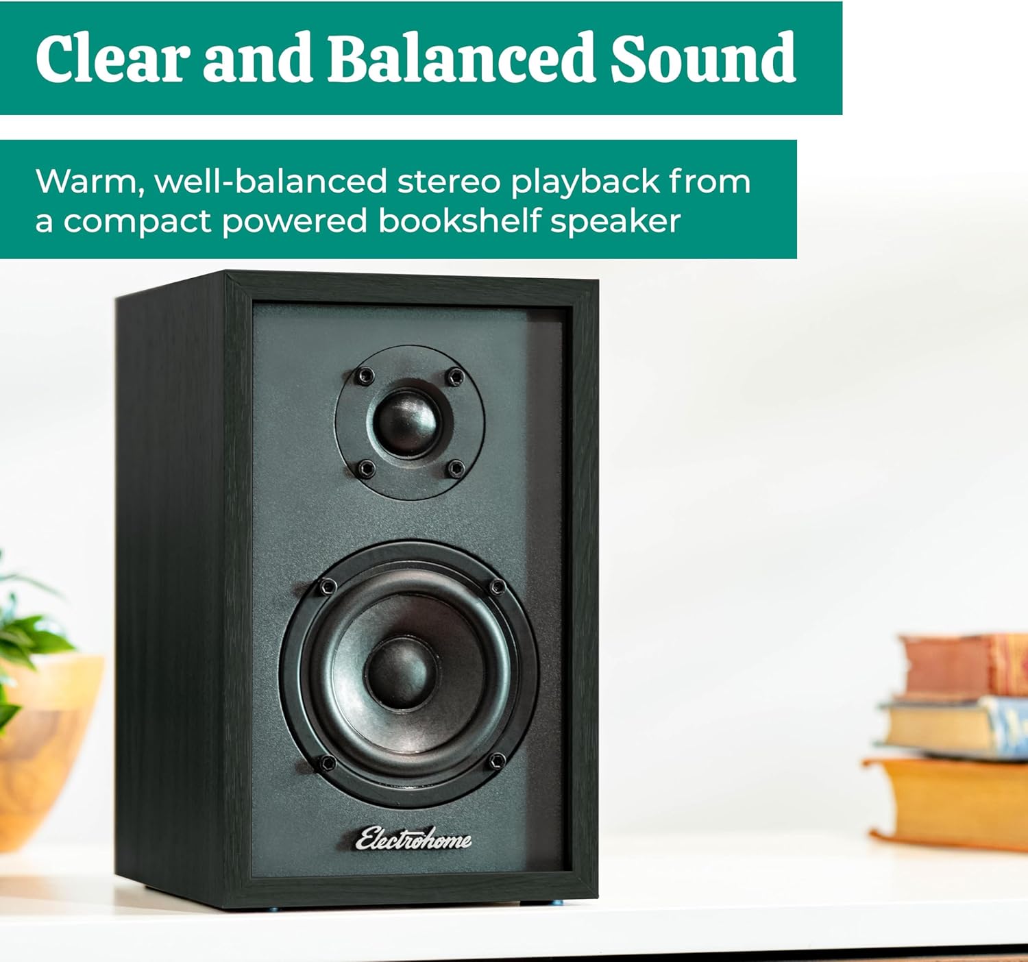 Electrohome Berkeley 2.0 Stereo Powered Bookshelf Speakers with Built-in Amplifier and 3
