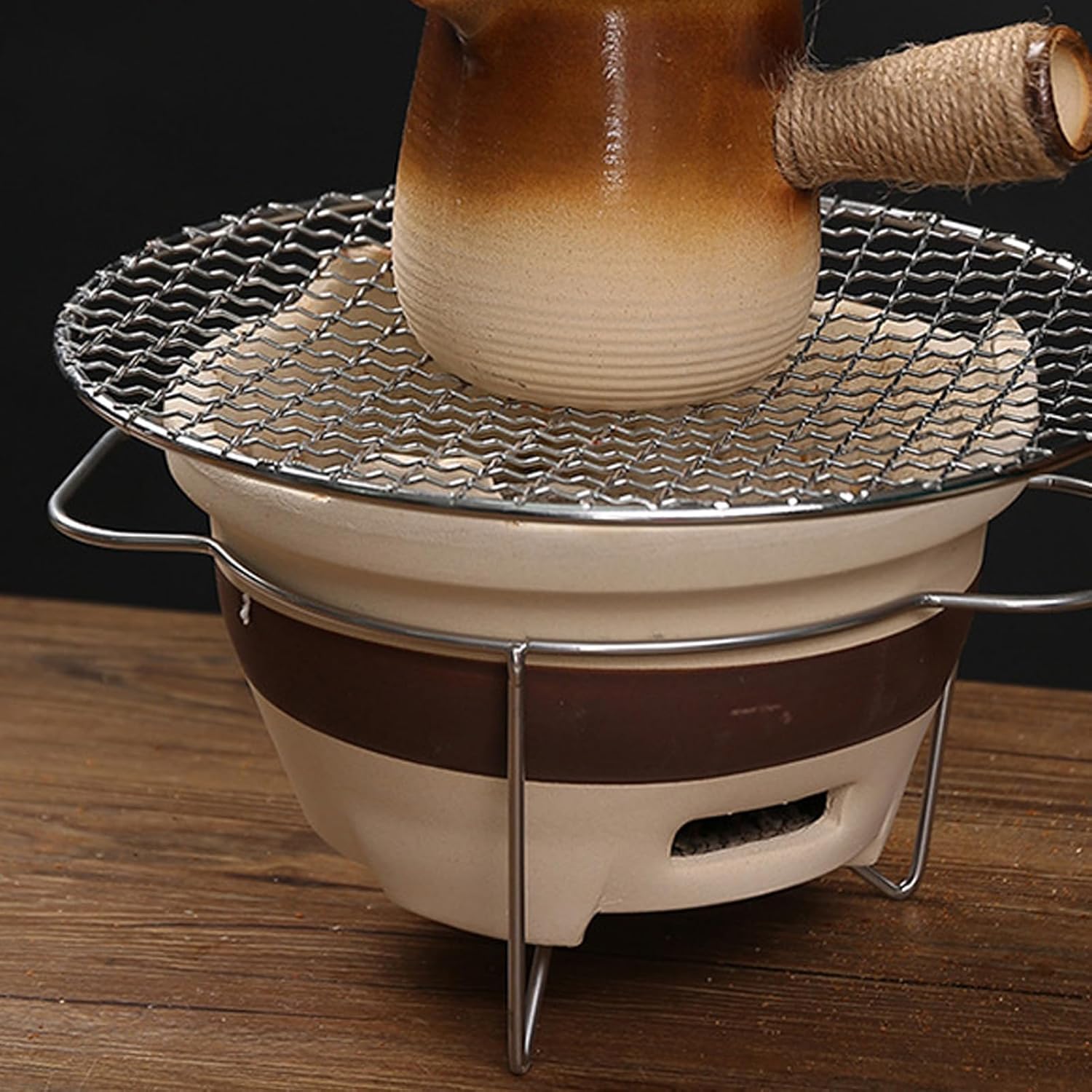 Clay Charcoal Stove Traditional Chinese Outdoor Indoor Portable Multifunctional Clay Grilling Tea Making Stove for Camping Picnic Home Use Coarse Ceramic Material 24 x 24 x 14 5cm