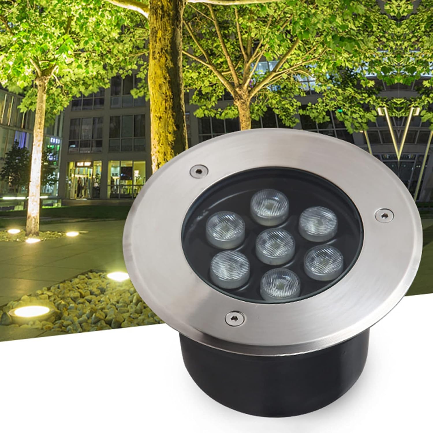 Outdoor Ground Light LED Underground Light IP65 Waterproof Recessed Round Landscape Lamp for Driveway, Garden, Pathway, Patio, Decorative Well Lights(Warm light-AC24V,48W)