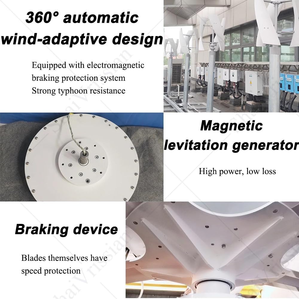 Small Energy Silent Vertical Wind Generator,Vertical Three Phase Ac Vertical Wind Turbine,Wind Rotor Diameter 520 Mm,for Marine,Rv,Home and Industrial Use 300W12V