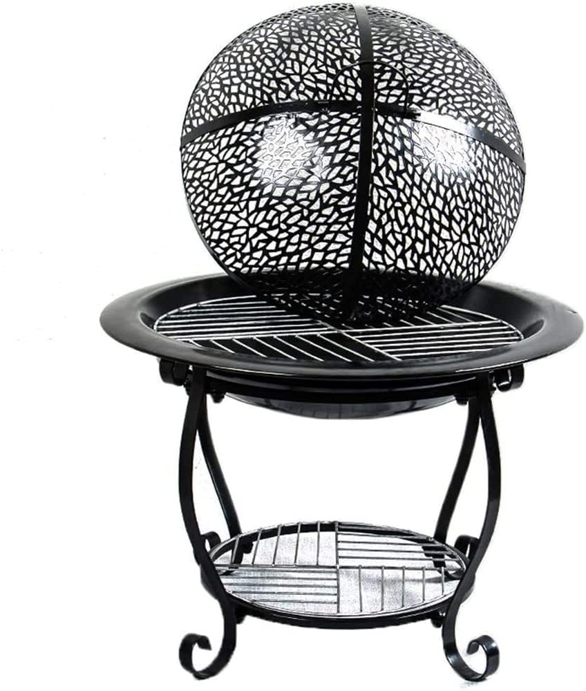 Iron Barbecue Stove for Cooking Food Multifunctional, Camping Fire Pit Campfire Stove, Campfire Charcoal Garden Decor Wood Stove Heating Stove with Grilling Mesh,L1