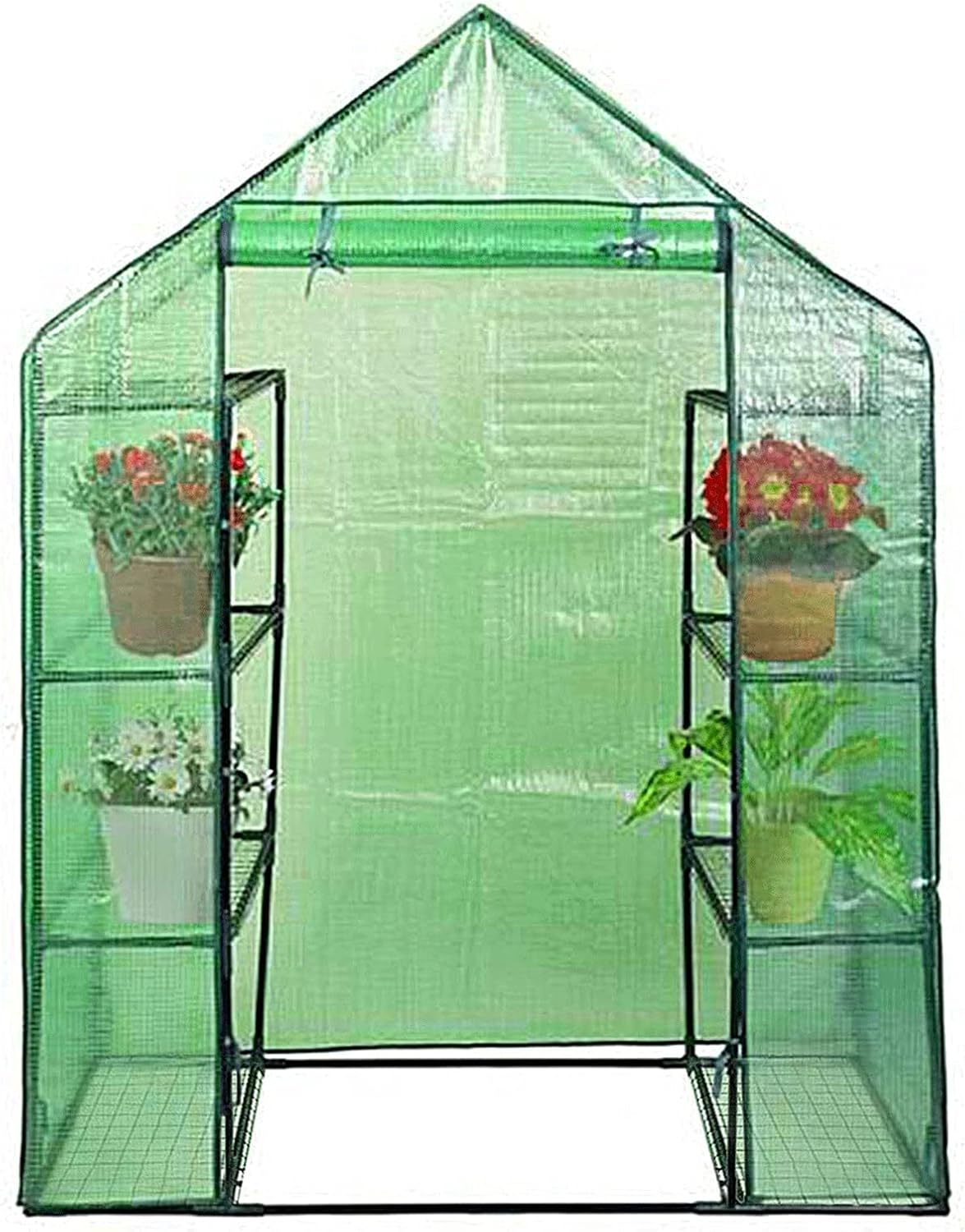 Garden Greenhouse Walk-in, Tomato Greenhouse Tent Growth Room, Vegetable, Fruit and Flower Plant shed with Strong Reinforcement Cover, with 4 Shelves (Color : Green, Size : 143×73×195cm)