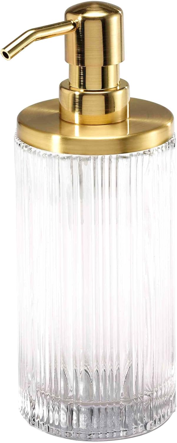 Nicole Miller - Bathroom Set, 3pc Glass Countertop Accessories, Dorm Room Essentials (Louise Collection, Clear)