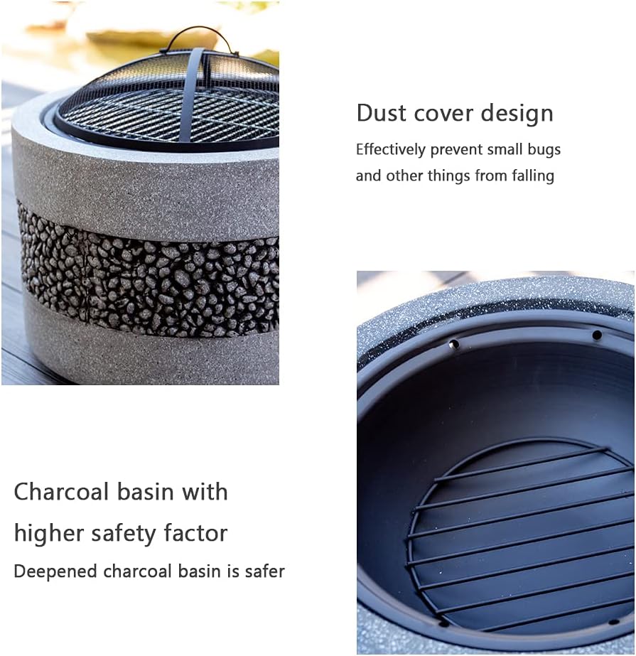 Outdoor Household Charcoal Carbon Stove, Desktop Fire Pit Bowl Bonfire Stove Courtyard Brazier Heating Stove Round Table Grill Garden Grill,A