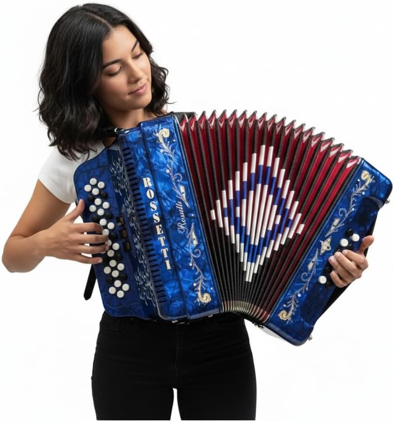 Rossetti 3412 34 Button 12 Bass 3 Switch Accordion GCF (blue)