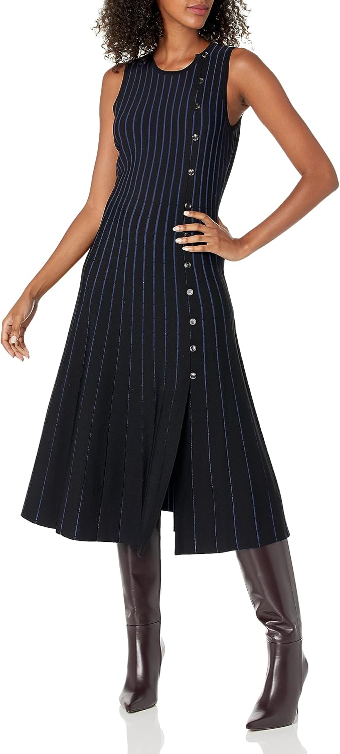 Shoshanna Women's Charlotte Sleeveless Stripe Knit Midi Dress