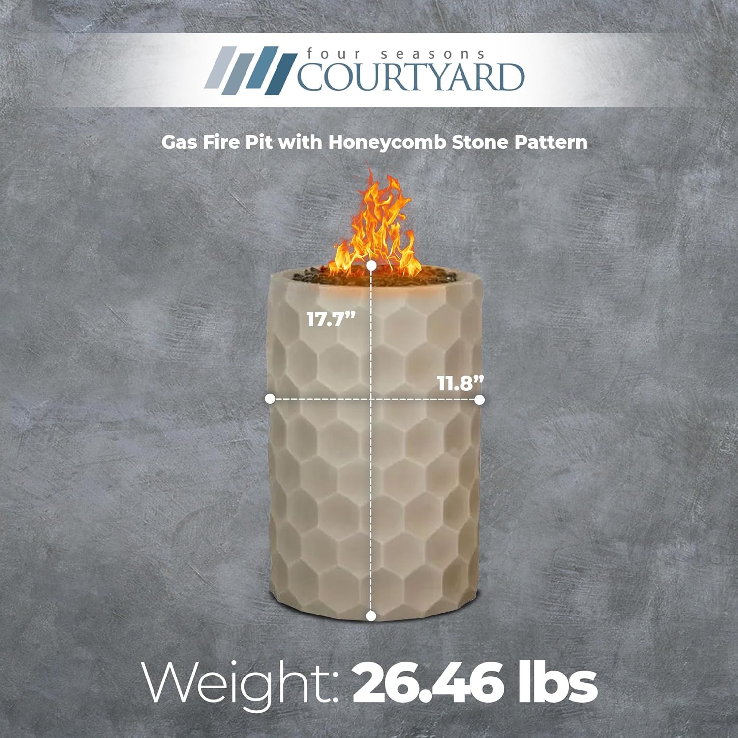 Four Seasons Outdoor Propane Fire Pit, Steel Gas Fireplace for Patios, 11.8