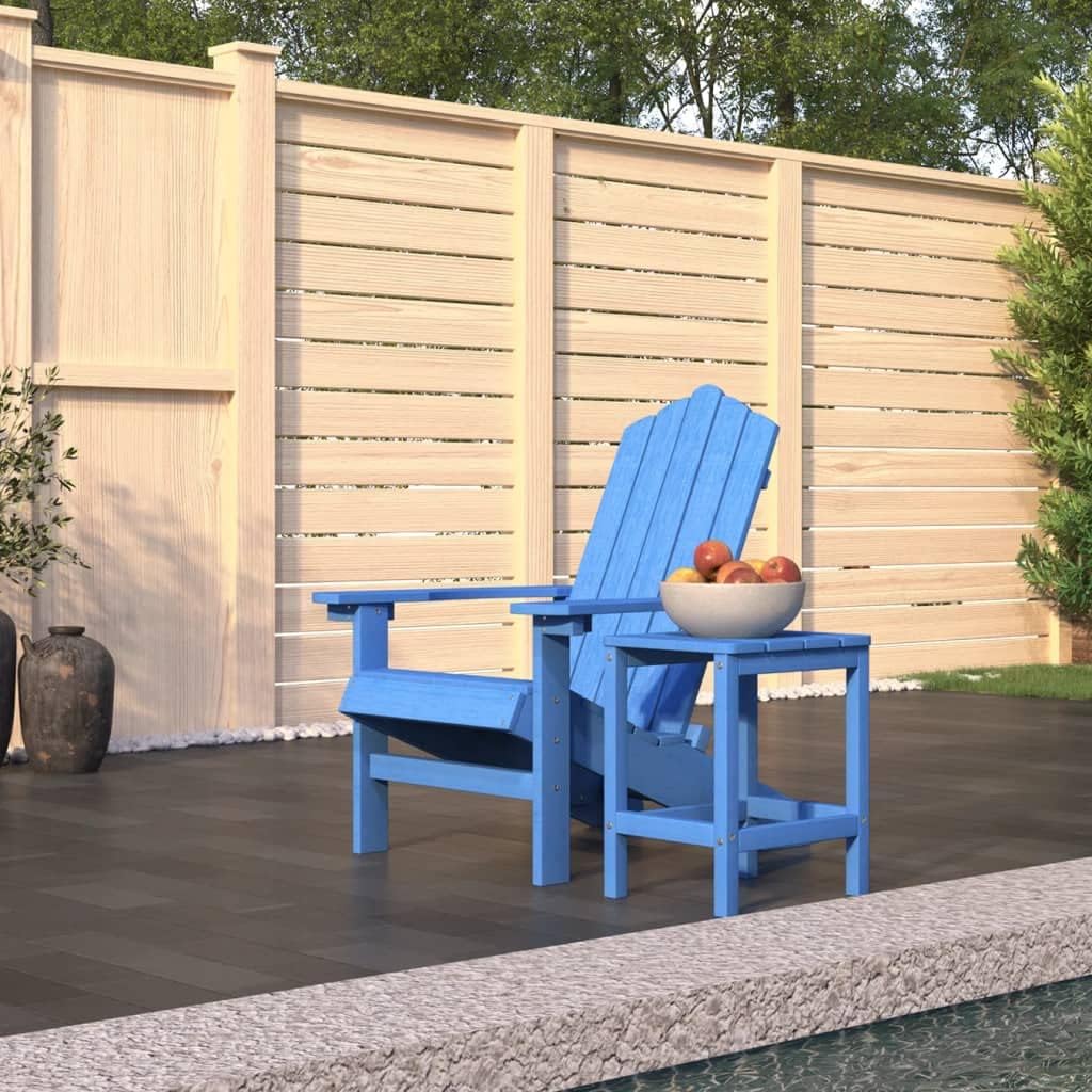 Patio Adirondack Chair with Table HDPE Aqua Blue, Patio Chairs