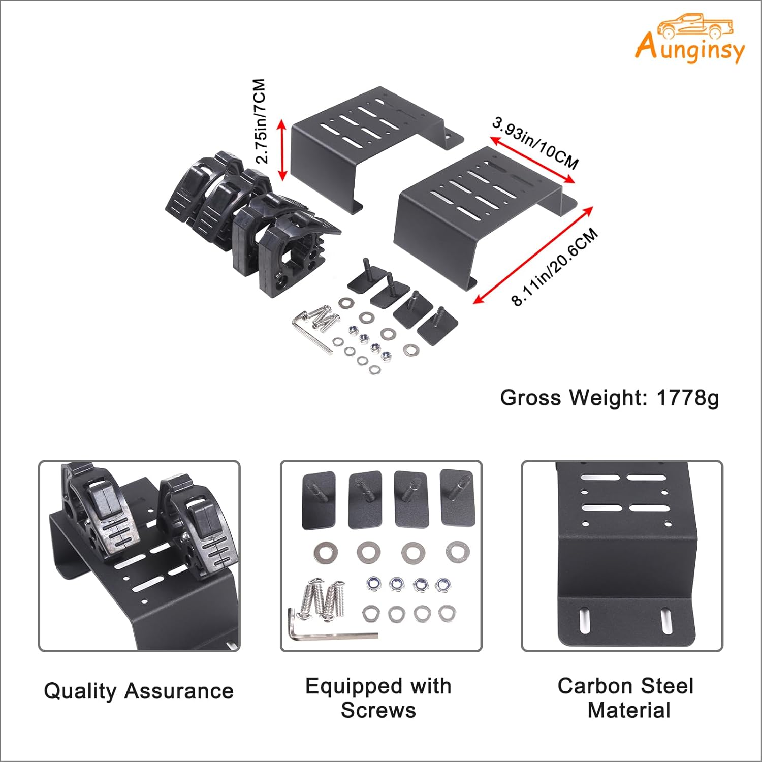 Aunginsy Bed Rail Mount Brackets Compatible with Toyota Tacoma 2016-2023 Truck Bed Rail Track System Bed Rail Modular Accessory Mount for Shovels, Recovery Boards, Fuel Cans & Other Accessories