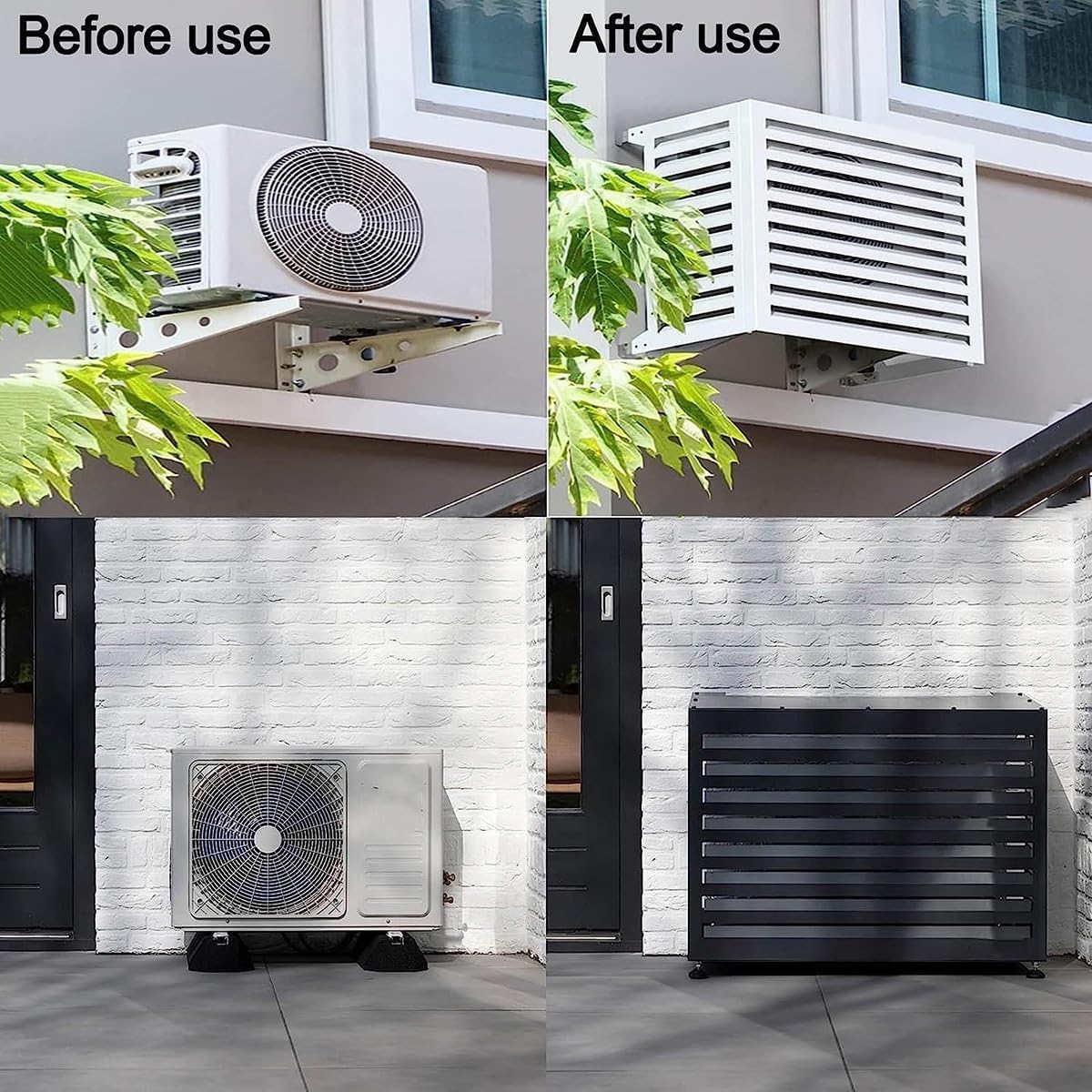 Heat Pump Air Conditioning Cover Decorative Privacy Screen, Air Conditioner Rack For Winter Outdoor Protection, Windproof, Aluminum Air Conditioner Louvered Frame ( Color : Gray , Size : 110x60x80cm )