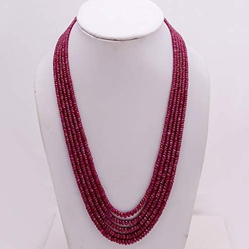 18'' natural size 3-5.5 mm faceted african red ruby necklace