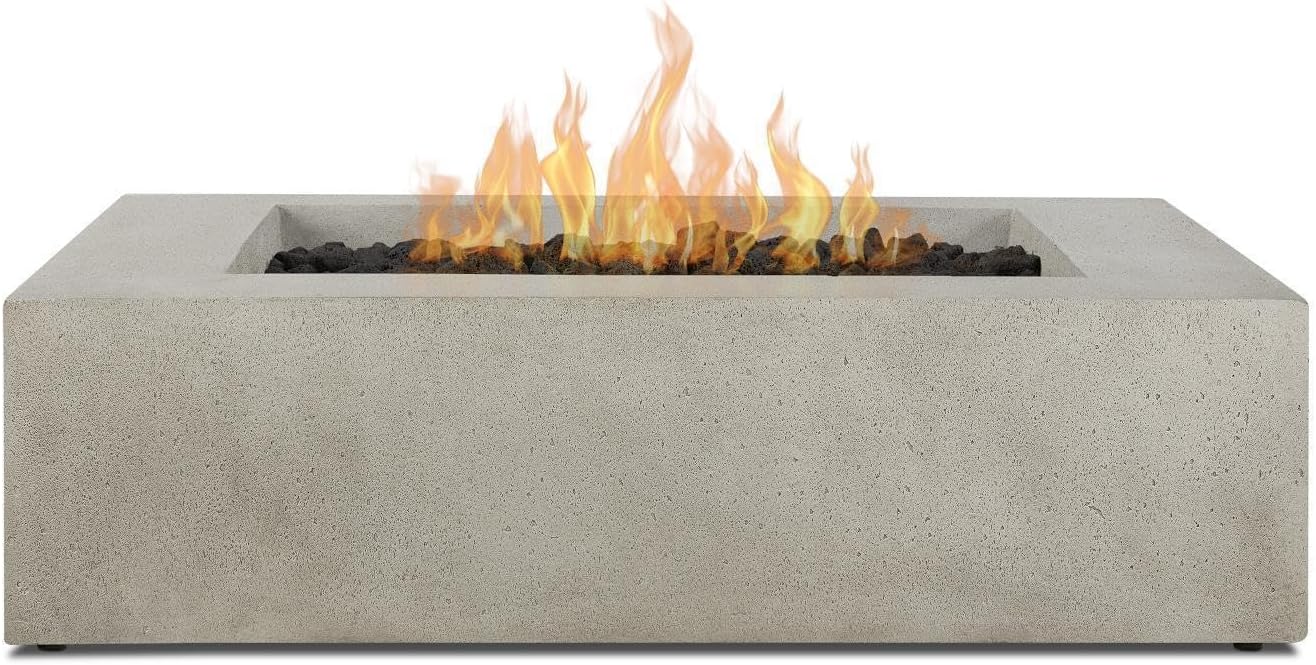BBQGuys Signature La Valle 42-Inch Square Propane Fire Table - Flint - 1592LP-FLNT