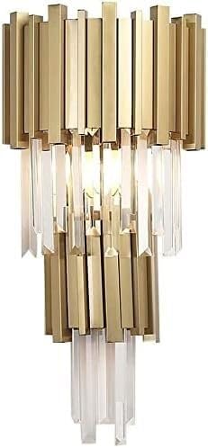 Mid Century Gold Modern Wall Mount Light Crystal Stainless Steel Lampshade E14 Glass Metal Sconce V-intage Bedside Lighting Decor,for Kitchen Island