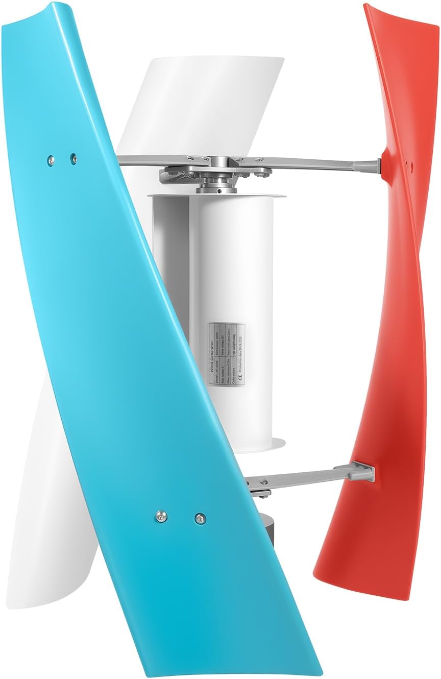 Wind Turbine Generator Kit, Wind Turbine 400W, Vertical Axis Wind Generator with Controller, Low Noise & High Effciency, 12V Windmill for Home Use, Boats, Cabins, Gazebos, Mobile Homes