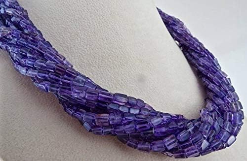 13 line natural amethyst fancy square beads necklace 6mm to 3mm