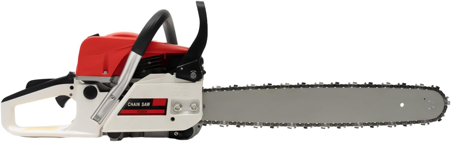 20 Inch Gas-Powered Chainsaw, 52cc 7500rpm Gasoline Wood Cutter 2-Stroke Engine Handheld Woodcutting Gas Sawing for Forest Harvesting Pruning Branches Home Woodworking Bamboo Sawing