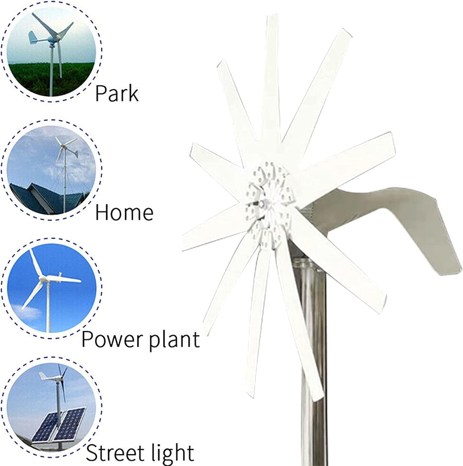LiuSj JUnSt 6000W Small Wind Turbine,with 10 Blades Small Wind Turbine Low Noise High Efficiency Wind Turbine Generator for Home Street Light,12v