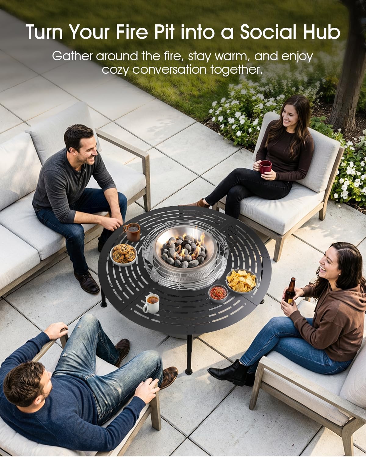 Surround Extension Table for Ninja Fireside360 Outdoor Heater & Fire Pit (OF100/OF101), Carbon Steel, 45.87