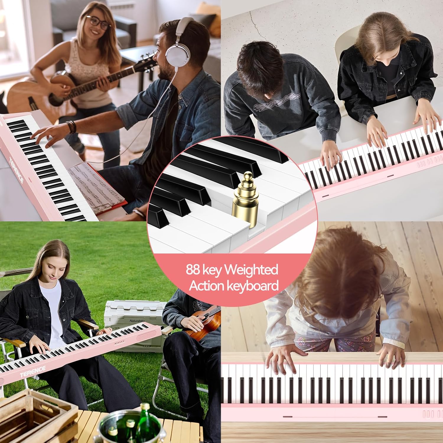 Portable Piano Keyboard Foldable: Portable Keyboard Piano 88 keys Semi-Weighted keyboard with MIDI Bluetooth TERENCE Electric Folding Piano Kit for Adult