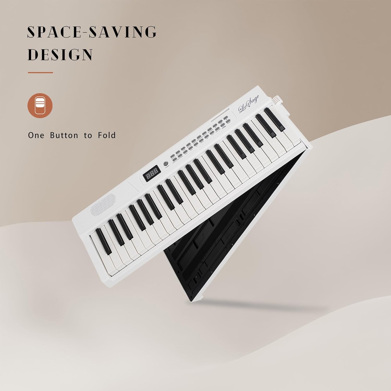 LeSage Portable Piano Keyboard, Semi-Weighted Folding Digital Piano 88 Key, Full Size, Wood Grain, Electric Piano Keyboard w/MIDI Bluetooth, Suitable for Adult, Toddler, Kids