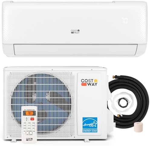 COSTWAY 12,000 BTU Mini Split Air Conditioner, with Heat Pump, Energy Star, 21 SEER2 Inverter, 24H Timer, Auto Clean, Remote Control for Rooms up to 750 Sq.Ft, 208-230V (Airtural Series)
