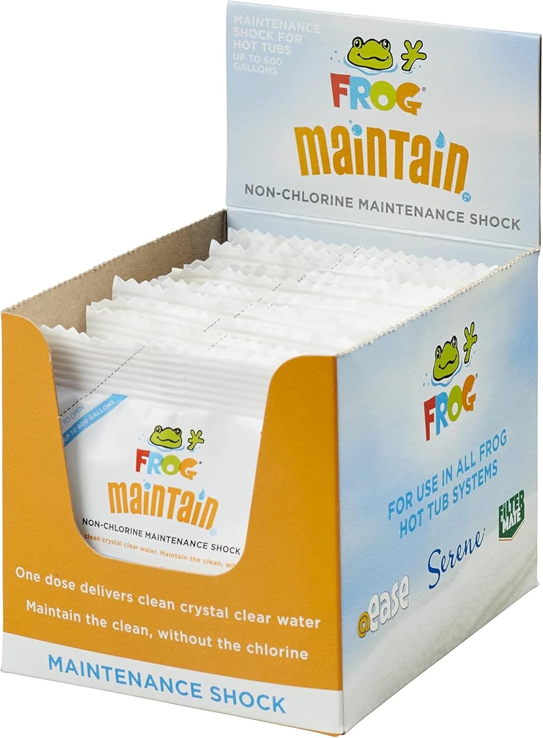 FROG Maintain for Hot Tubs - Non-Chlorine Shock for use with All Hot Tub FROG Sanitizing Systems - Single Dose Packets for Easy Hot Tub Maintenance & Treatment - 12 Pack