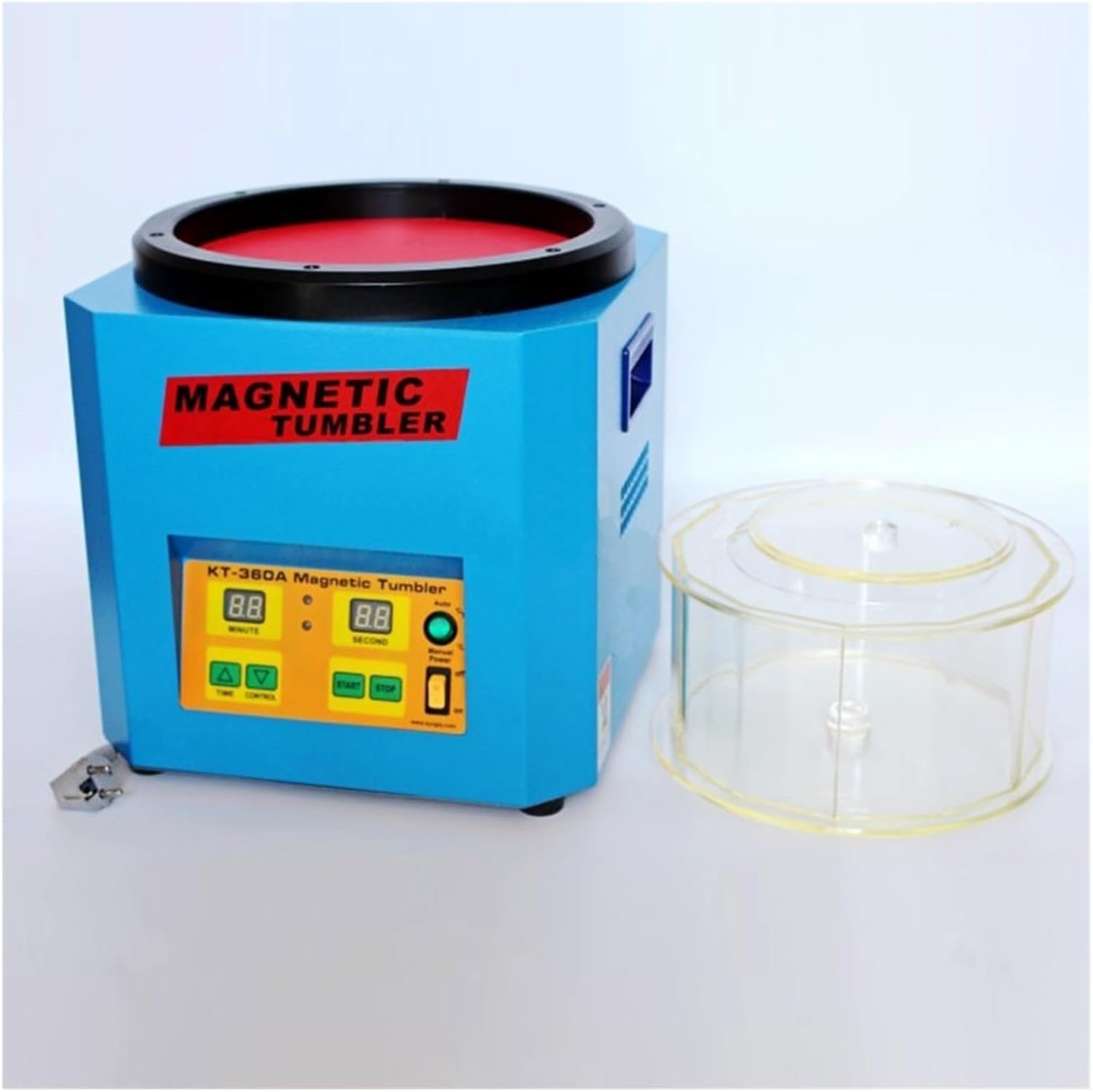 Bench Buffer Polisher, KT-360A Drum Polishing Machine, Jewelry Vibratory Tumbler Barrel Magnetic Tumbler Polisher, 1.3kgs Jewelry Surface Sanding Tools for Jewelry, Wood, Amber, Silver Polishing