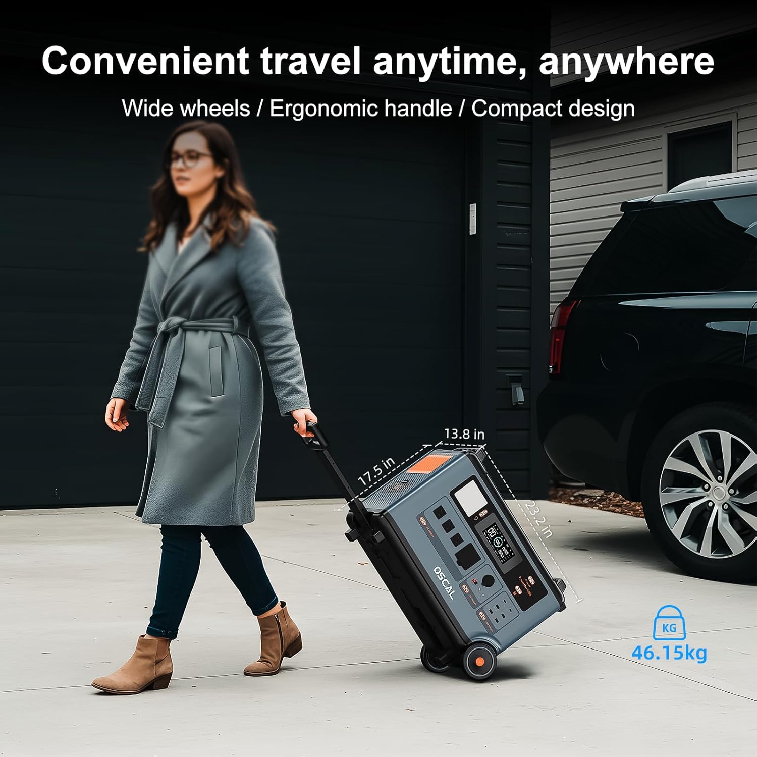 OSCAL PowerMax 6000 120V/240V Solar Generator with 2×400W Solar Panel, 6000W AC Outlets (9000W Peak) 3600Wh Power Station, 2200W AC Charging/2400W Solar Charging, Emergency for Home, Battery Backup