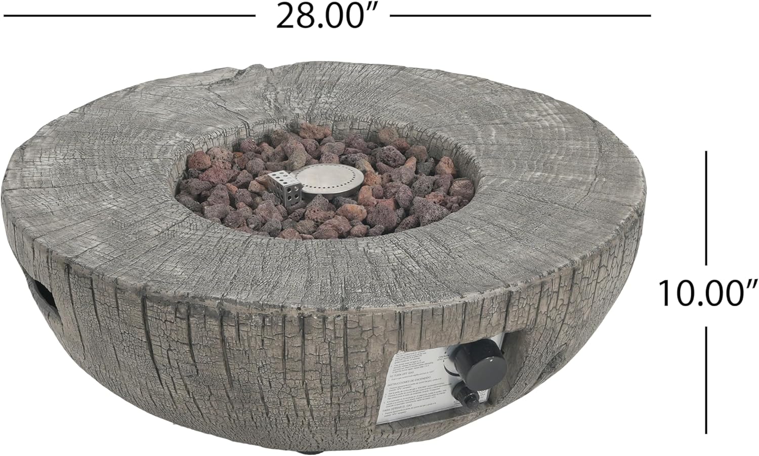28 Inch Light Gray Propane Fire Pit Table, 30,000 BTU Outdoor Fire Pit for Patio with Lava Rocks, Round Portable Gas Fire Pits for Outside Backyard Garden Deck Use, Only Table (Cover Not Provided)