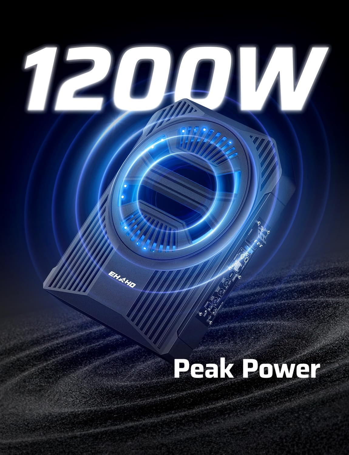 Ehaho Slim Under Seat Subwoofers with AMP, 10 inch Powered Subwoofer with Amplifier and RGB Lights, APP and Remote Control for Music Sync and Lighting Chasing Effects, Car Truck Audio Subwoofer