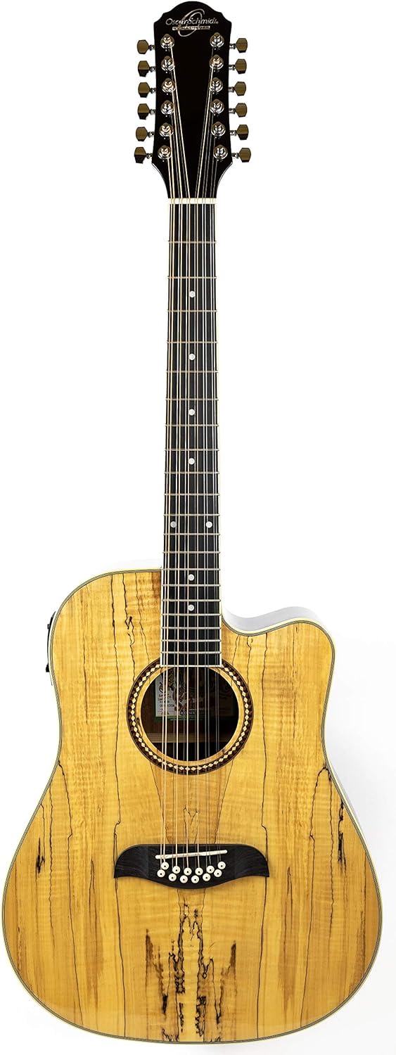 Oscar Schmidt 12 String Acoustic Guitar, Right, Spalted Maple (OD312CESM-A)