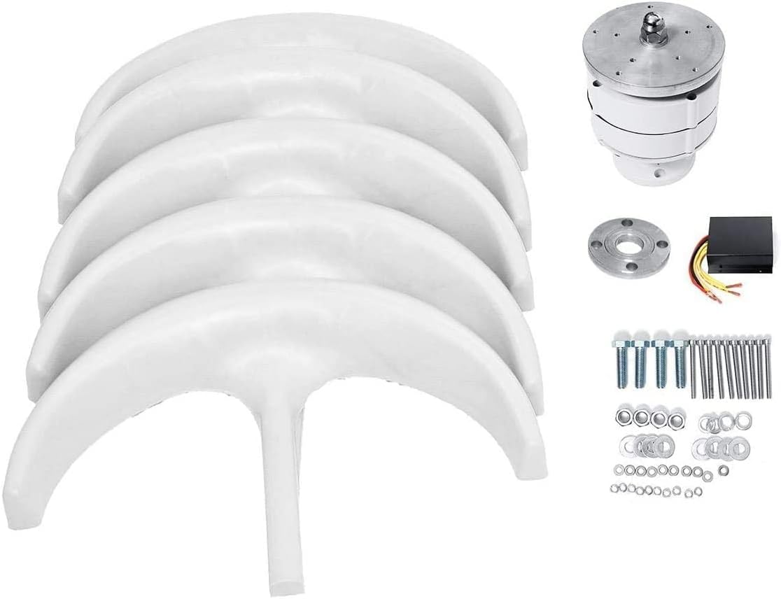 8000W Wind Turbine 5 Blade Wind Vertical Axis Generator +3 Phase AC Permanent Magnet Generator Wind Turbine Kit with Controller for Hybrid Wind Solar System