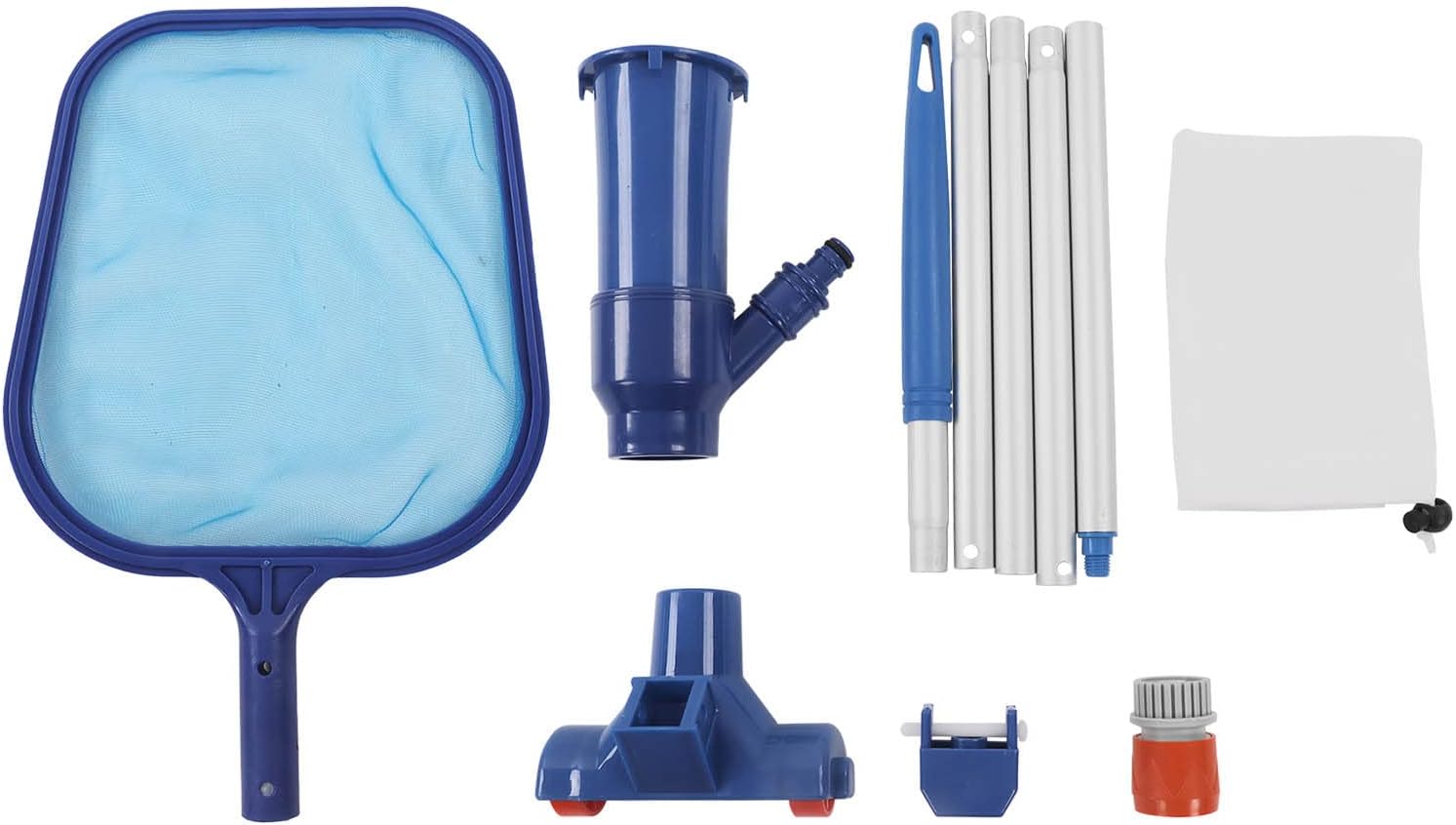 Pool Vacuum Head Skimmer Net Set Skimming Mesh with Removable Pole Swimming Pool Cleaner Supply for Above Ground Pools Ponds Spas Hot Tubs