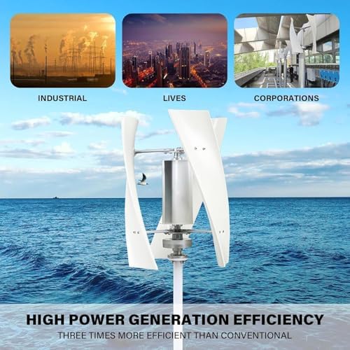 16000W Vertical Wind Turbine Generator Kit - 12V/24V/48V/110V/220V Output, 3-Blade Design with Auto Windward Adjustment, Perfect for Boats, Gazebos & Mobile Homes (Red, 110V)