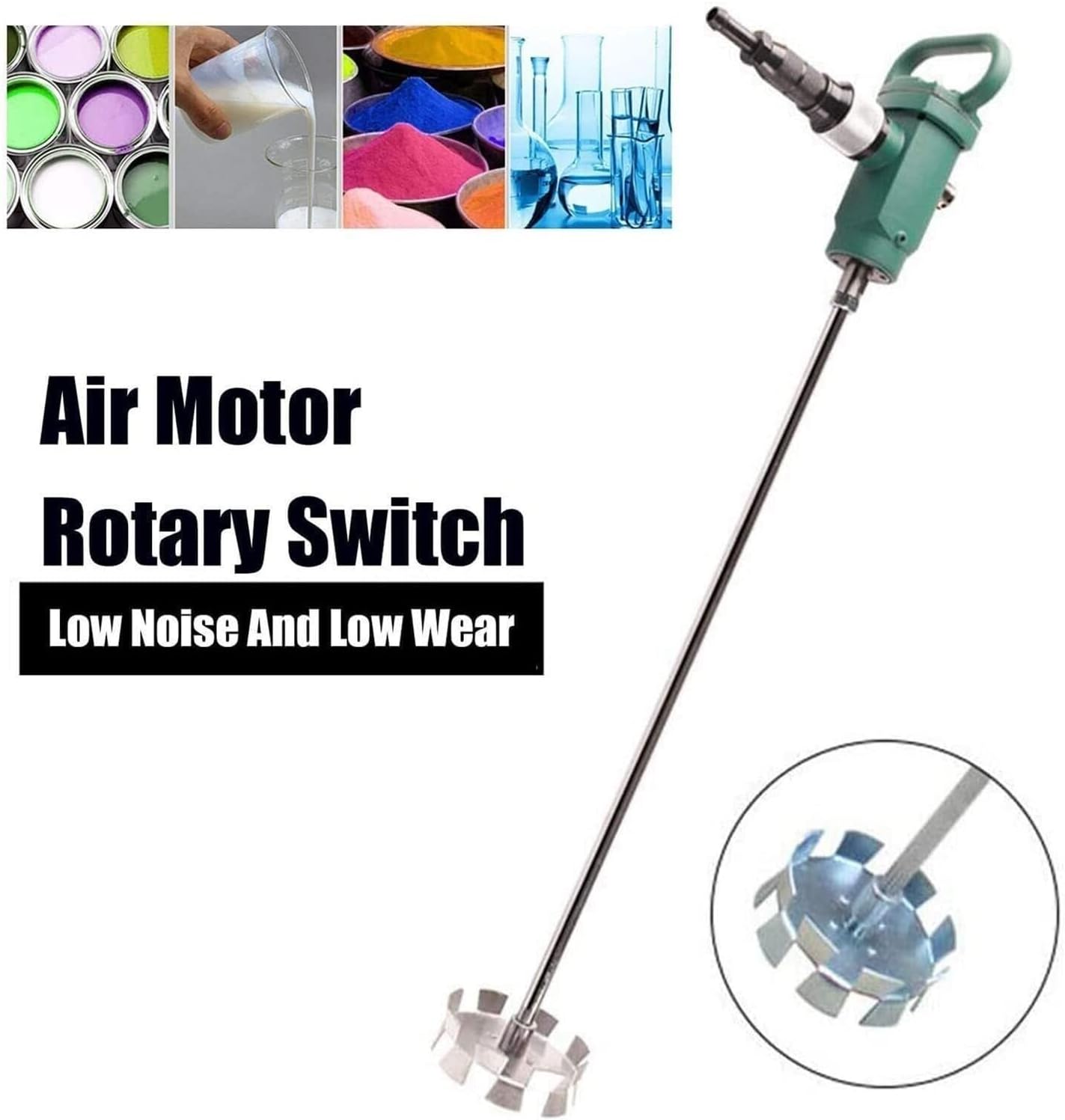 Pneumatic Paint Mixer Stirrer, Handheld Paint Stirring Machine, Coating Agitator for Paint Dye Hydrosol Mixing