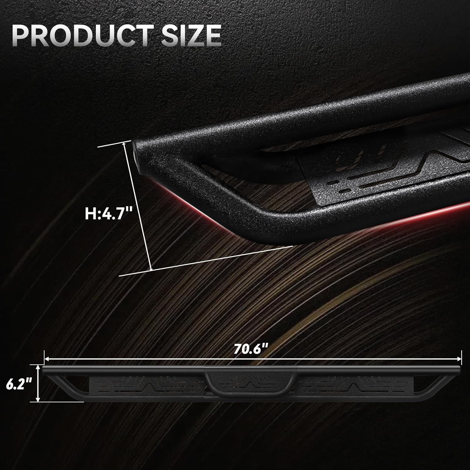 Running Boards for 2021-2025 Ford Bronco 4 Doors SUV, Side Steps Accessories,Black Carbon Steel Nerf Bars, Pair Running Boards