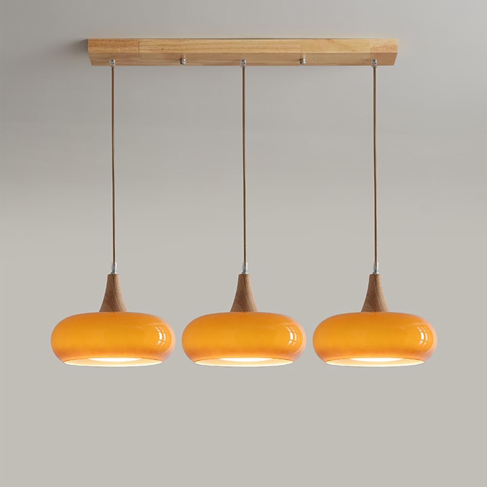 Nordic Clusterge Milk Glass Mid-Century Modern Chaner - Vintage Farmhouse Drum Pendant Lamp for Dining Room, Restaurant