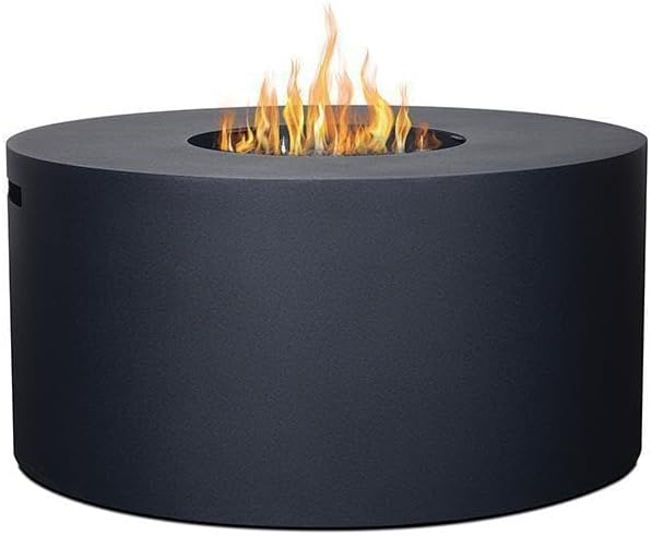 Lakeview Outdoor Designs Covewood 41 Inch Round Aluminum Propane Fire Pit Table in Black