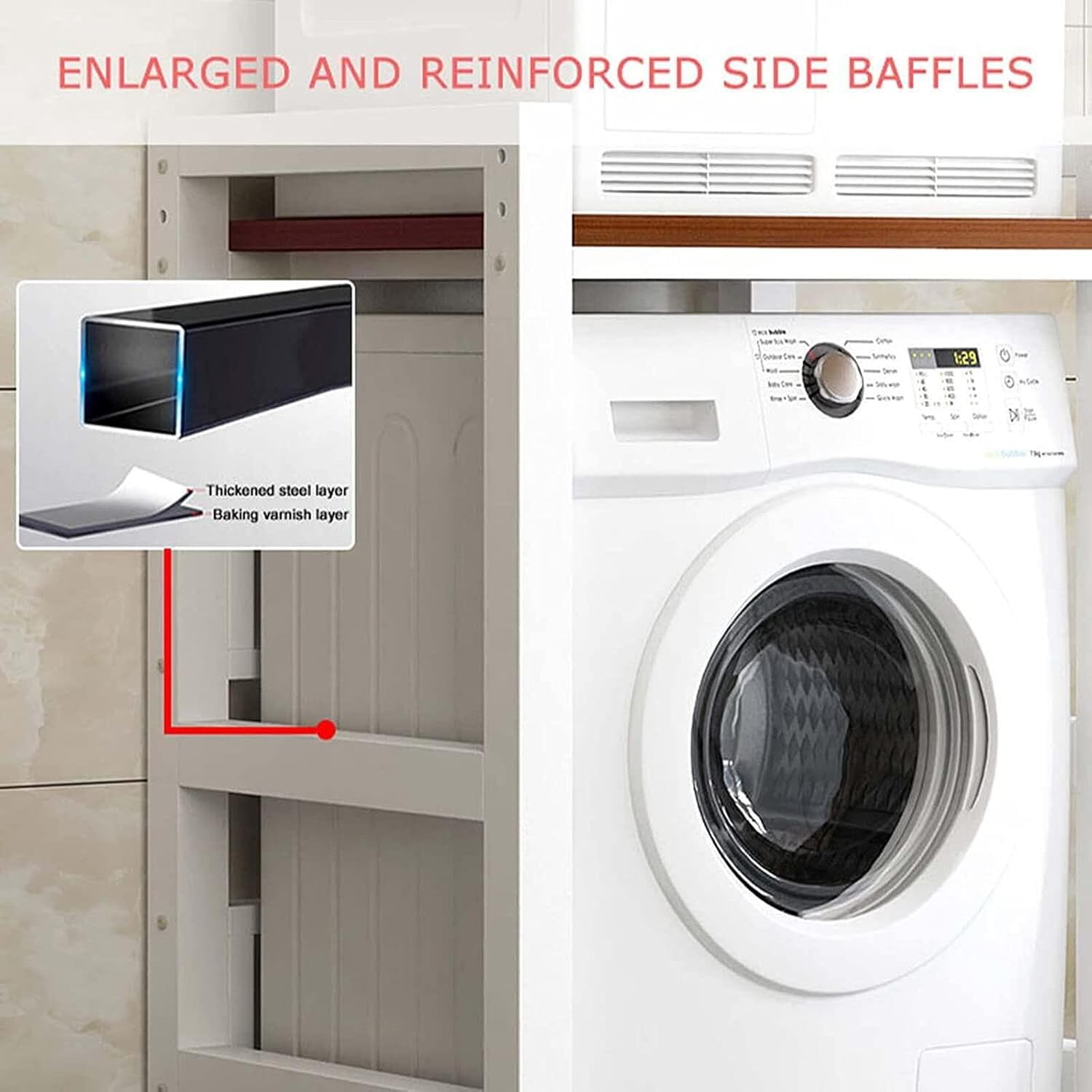 Washing Machine Shelf Drum Dishwasher Storage Shelf Floor 2 Tier Dryer Upper Stacking Rack Suitable for Bathroom, Kitchen, Balcony, Laundry Room, Bearing Capacity 300kg