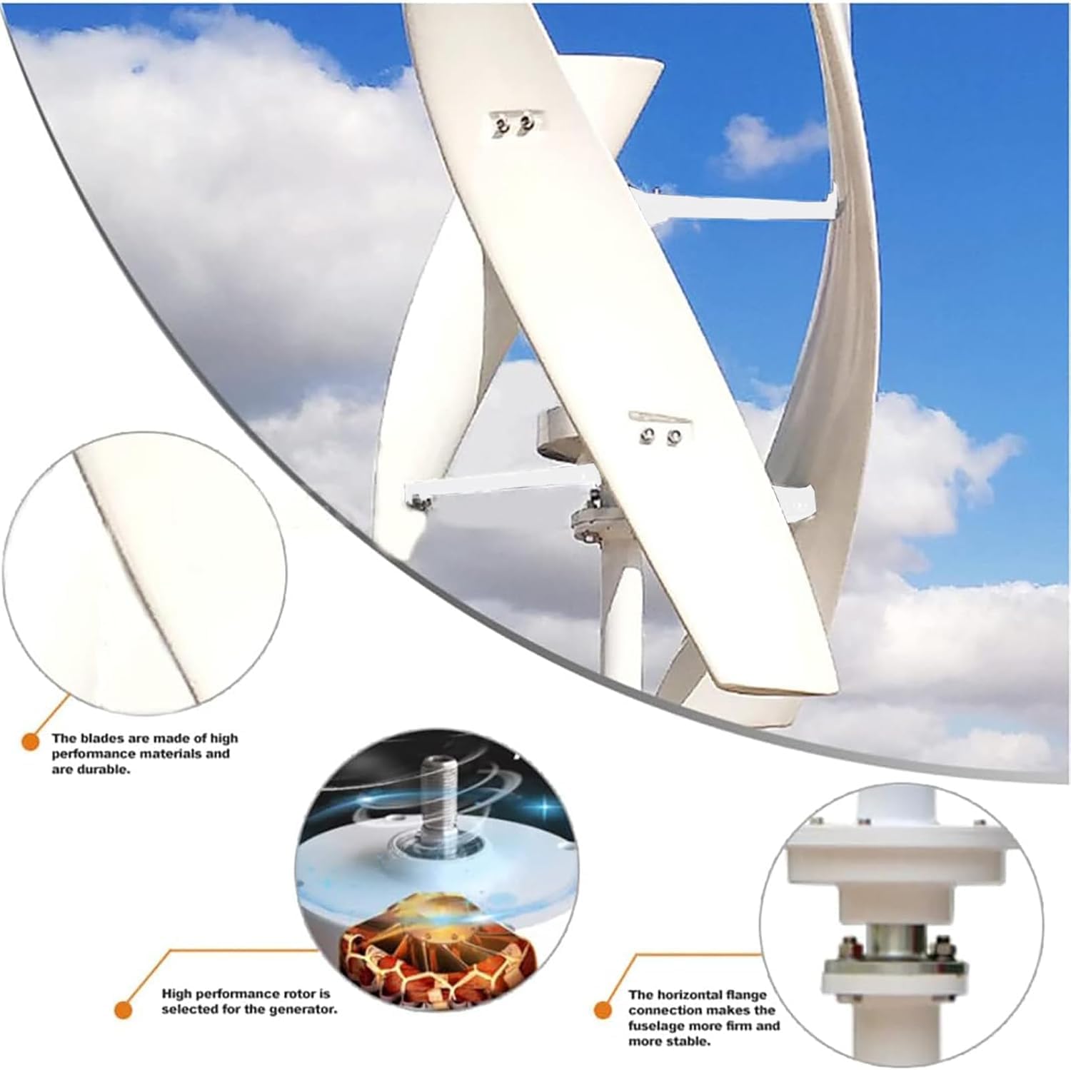 Wind Turbine Generator, 12000W 3-Blade Vertical Axis Wind Turbine Generator, W/Controller, Adjustable Speed Wind Turbine for Home