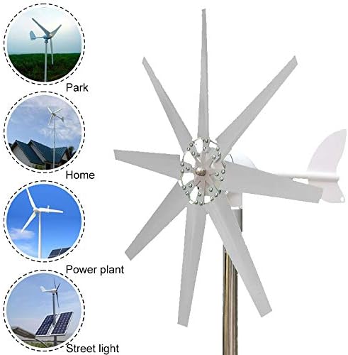 600W Wind Turbines Generator Fit for Home Park Street Light Power Plant Wind Generator with Controller,8 Blades,24v