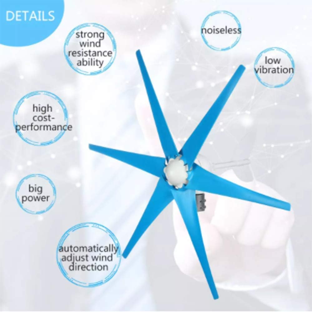 9000W 6 Blade Wind Turbine Generator Kit + Charge Controller 12V/24V Hoop Type Wind Turbine Generator Windmill Energy,12v