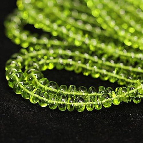 13 Strand Lot Natural Green Peridot Smooth Rondelle Micro Gemstone Craft Loose Beads 7