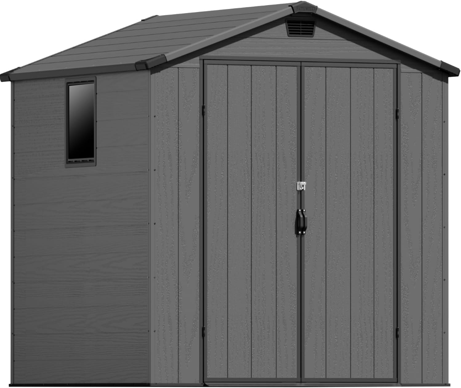 Patiowell 6X6 FT Plastic Outdoor Storage Shed with Floor, Resin Outside Tool Shed with Window and Lockable Door for Garden, Backyard, Tool Storage Usage, Easy to Install, Dark Grey