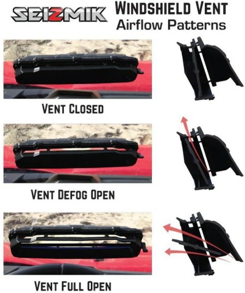 Seizmik UTV Versa-Vent Full Front Windshield Compatible with Polaris RZR 1000 XP 2014-2020 UTV Models | Double Hard Coated | Scratch Resistant Poly | Side by Side Accessories